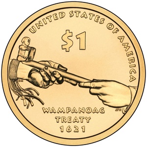 2011 1-dollar - P - Wampanoag Treaty 1621 reverse